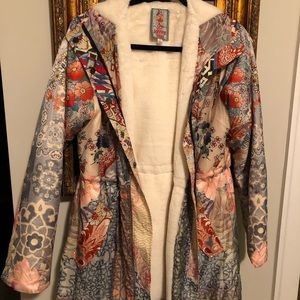 Johnny Was fleece lined thin jacket sz small